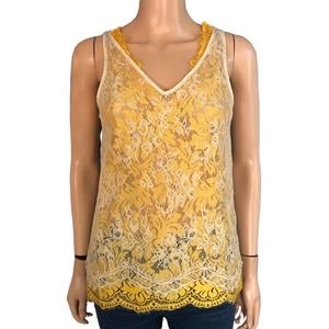 Reiss Yellow Lace Tank Top